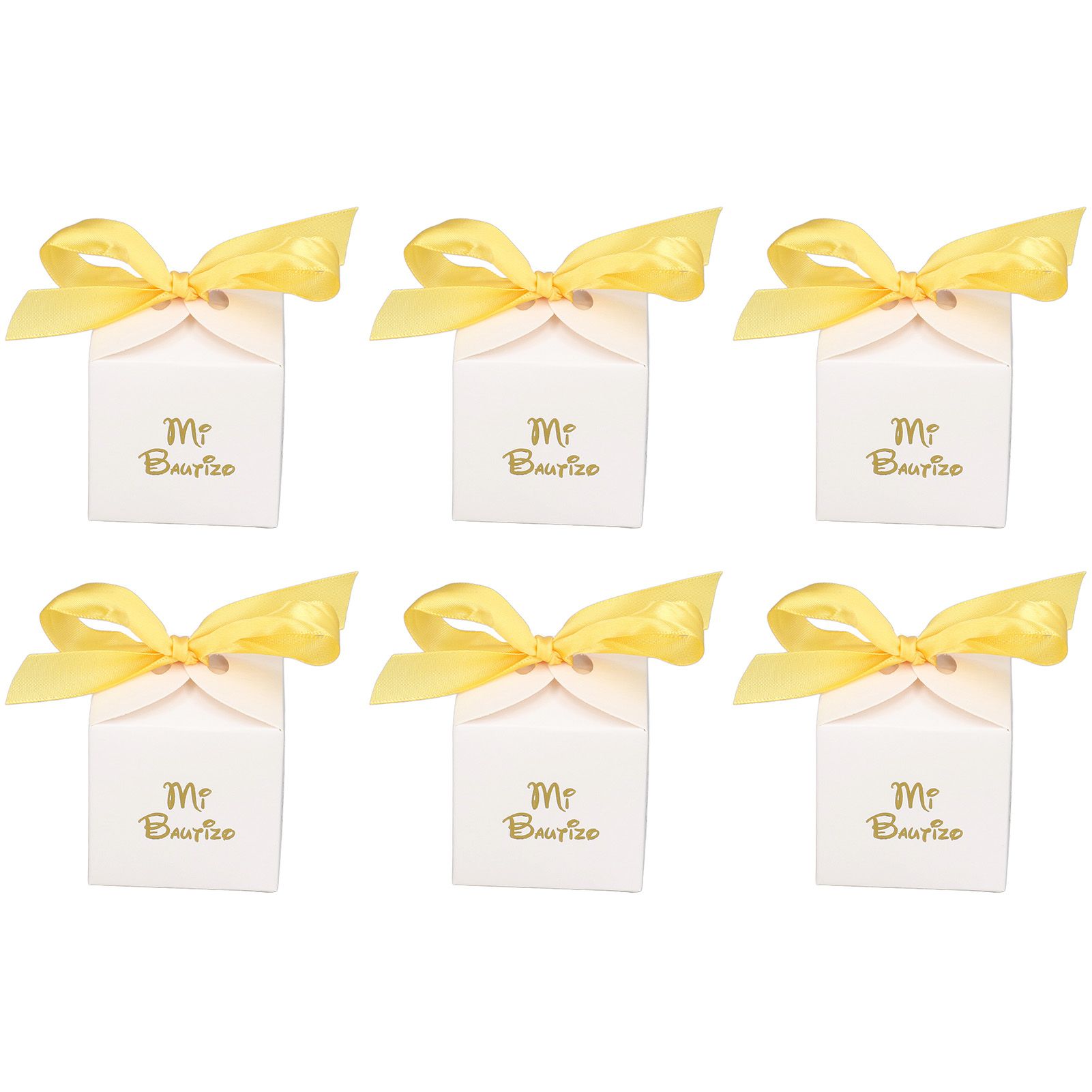 50pcs Party Favor Boxes Paper Material Mi Bautizo Pattern Equipped Gold Ribbon view 8