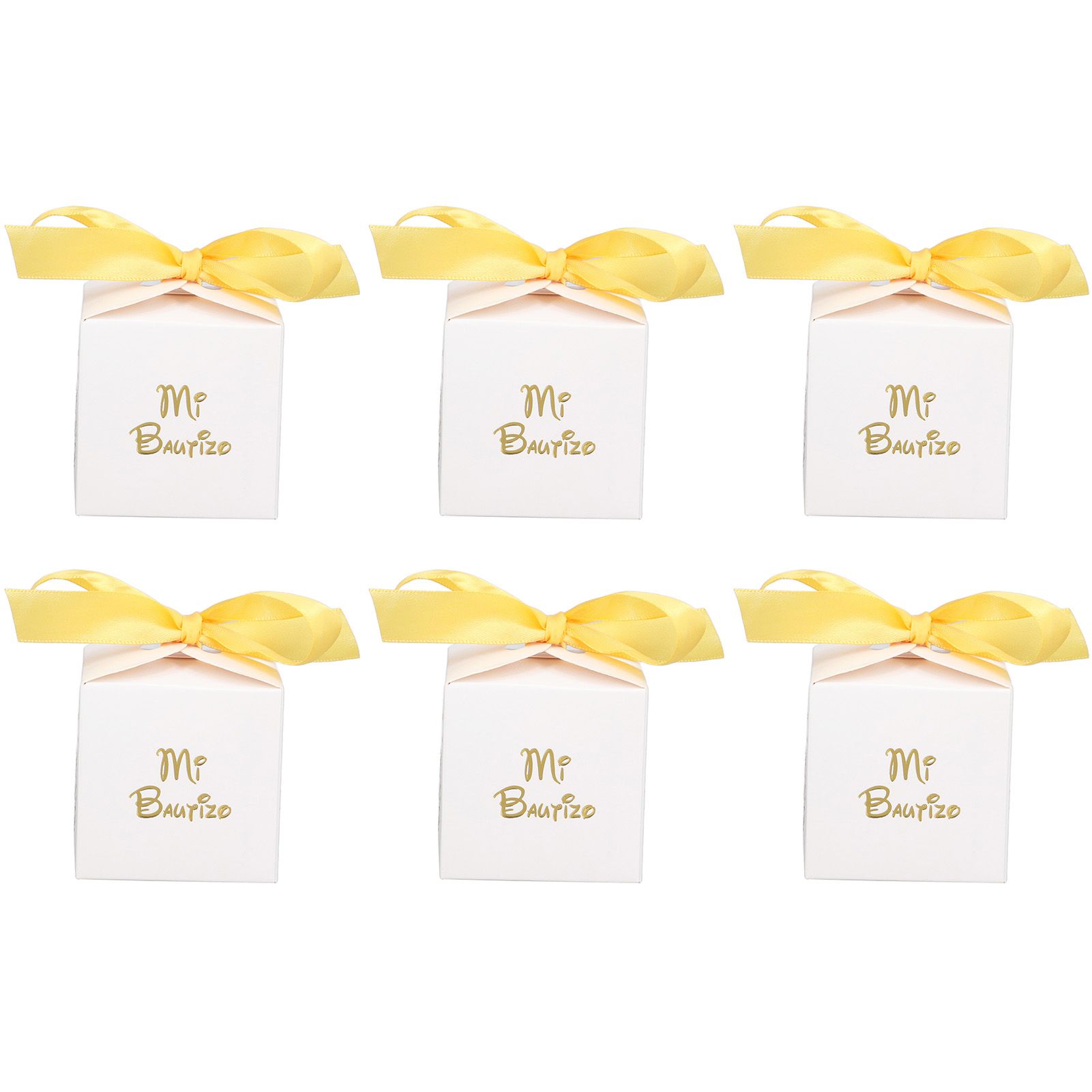 50pcs Party Favor Boxes Paper Material Mi Bautizo Pattern Equipped Gold Ribbon view 9