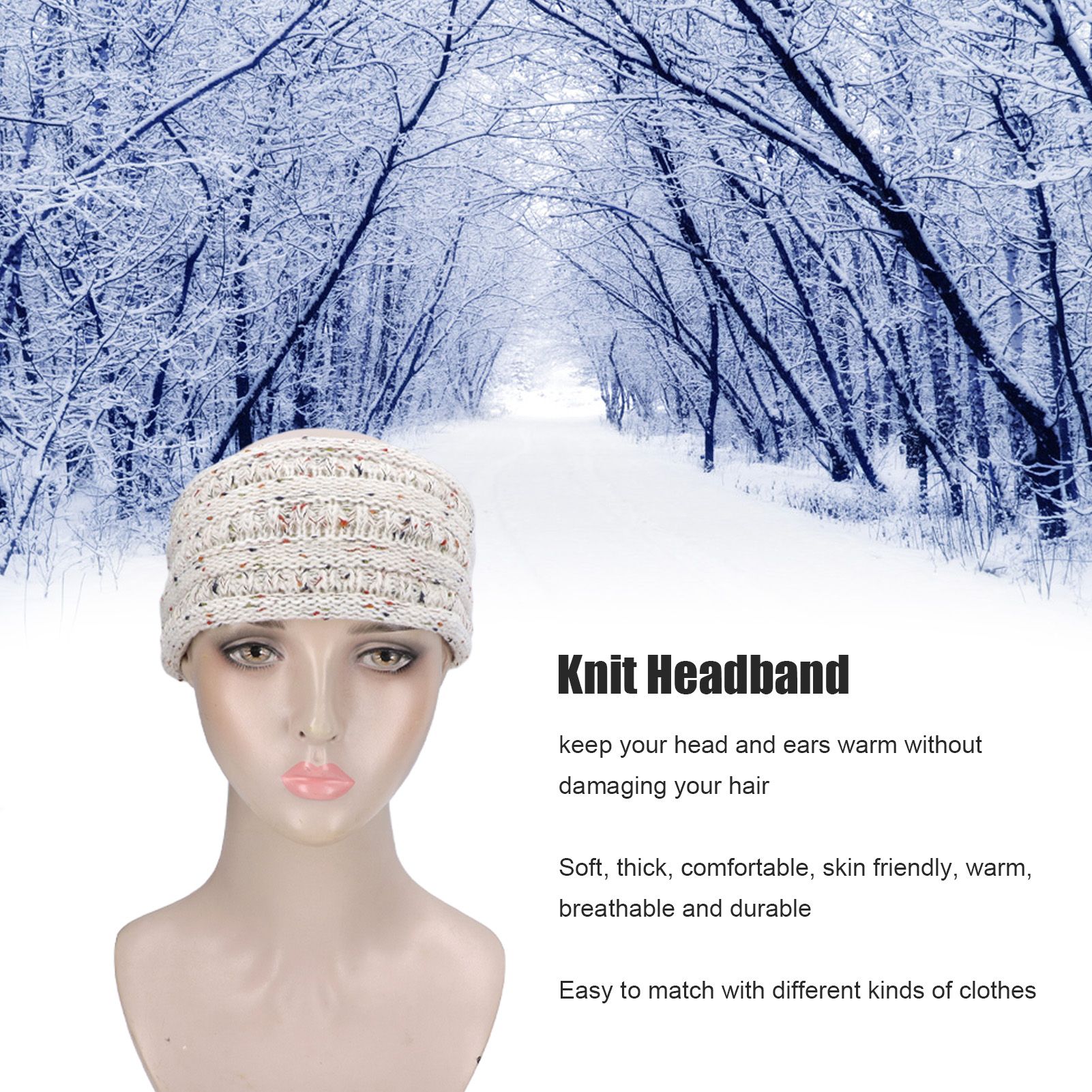 Knit Headband Winter Warm Comfortable Breathable Women Ear Warmer for Shopping view 14