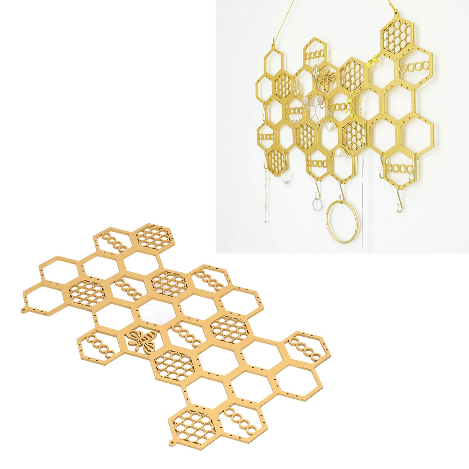 Ear Stud Display Rack Poplar Material Golden Beehive Type Space Saving Durable view 12