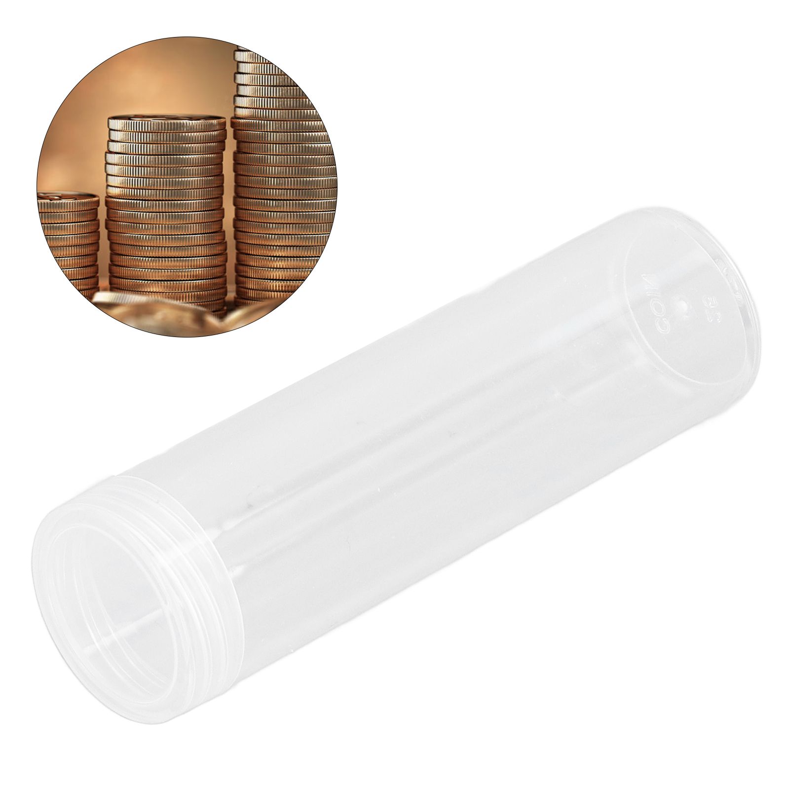 Round Clear Coin Tube Plastic Coin Storage Tubes with Cushion Sponge for 25mm view 12