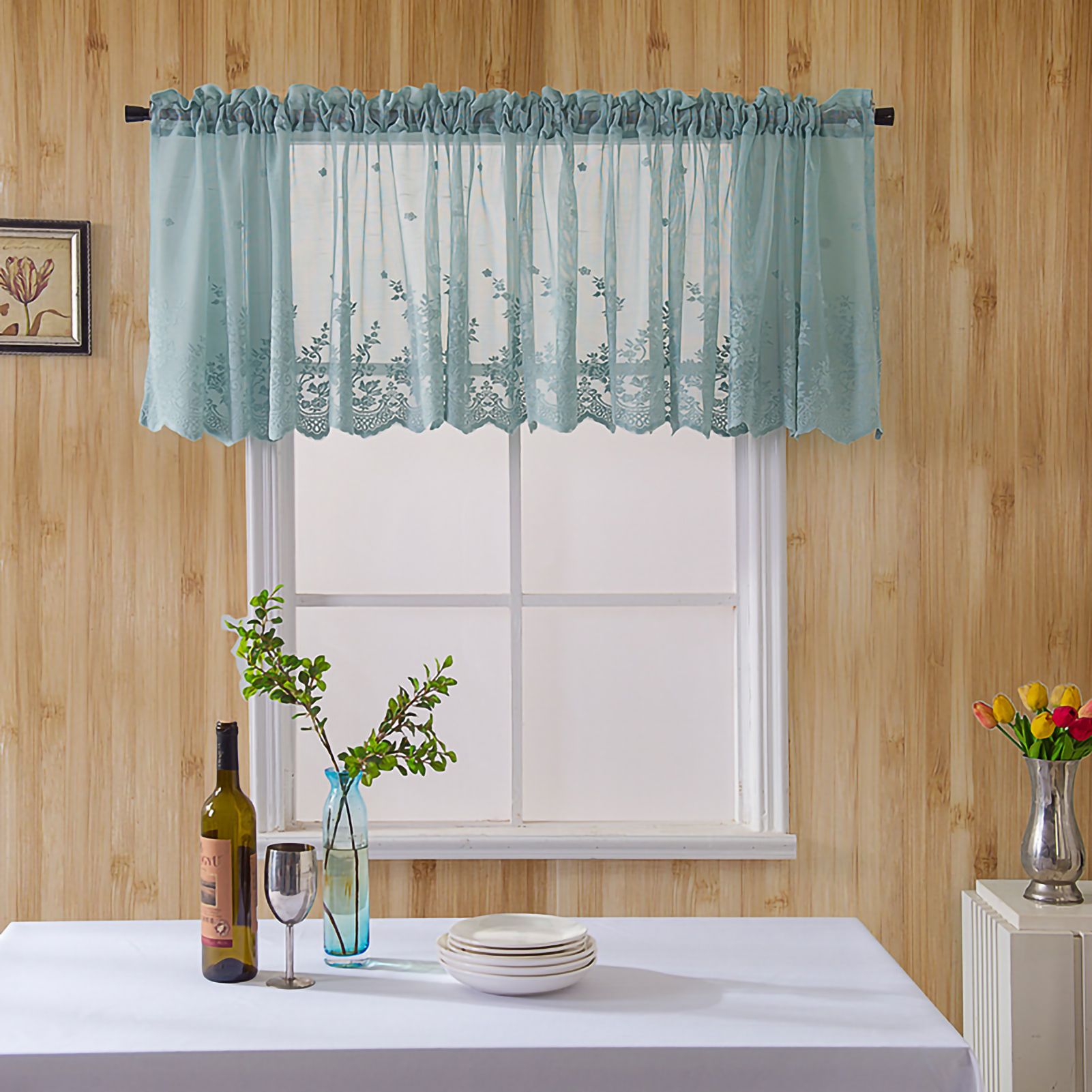 Blackout Short Window Valance Curtains Darkening Privacy Curtains Tiers for view 2