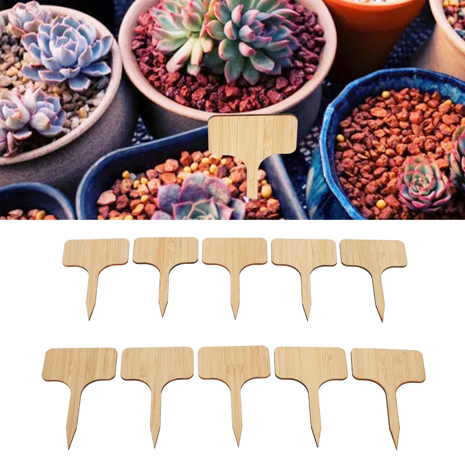 10pcs Plant Labels Bamboo Material Easy Writing 1/8 in Thickness Decorative view 12