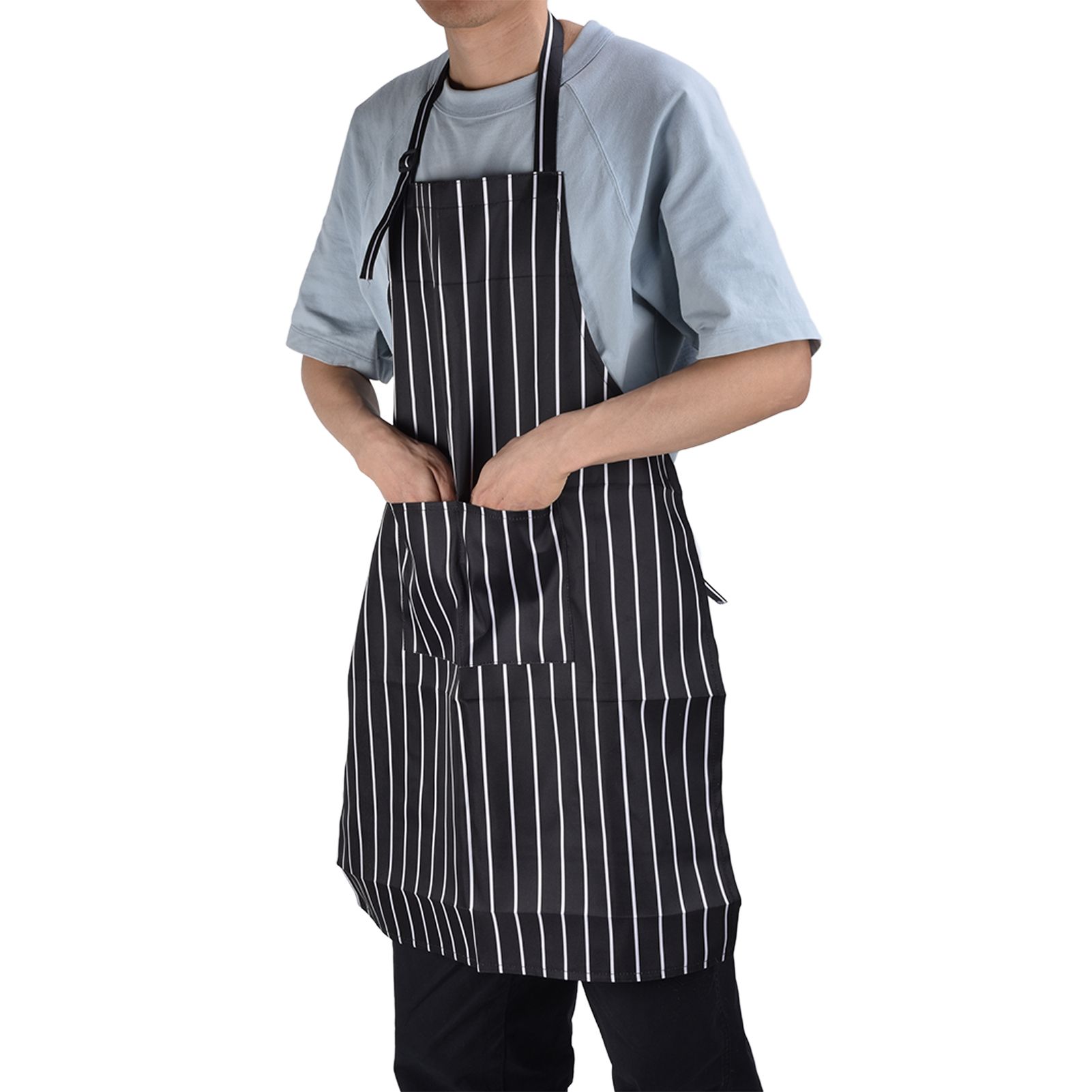 Bib Apron Waterproof Adjustable Kitchen Cooking Aprons with Dual Pockets for view 9
