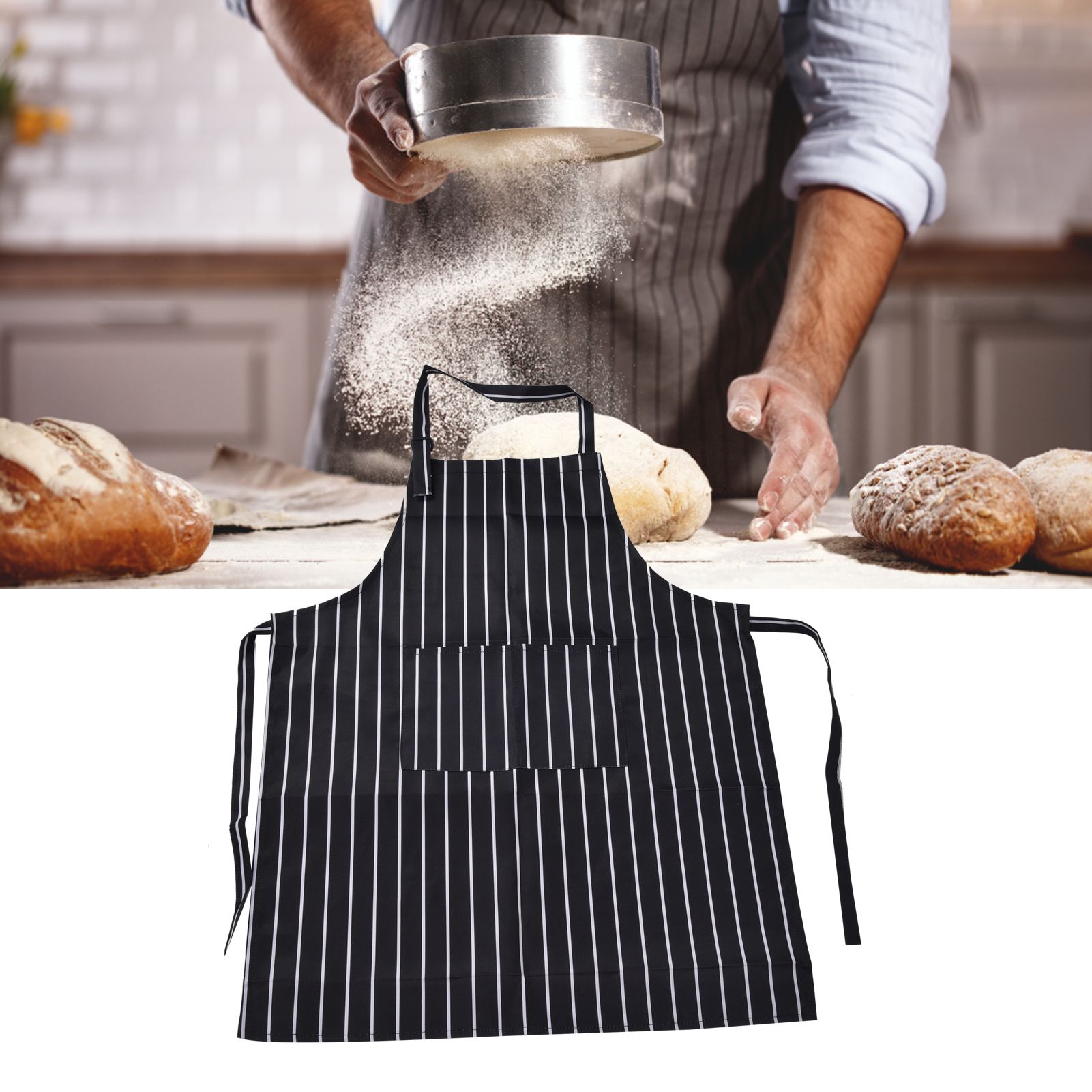 Bib Apron Waterproof Adjustable Kitchen Cooking Aprons with Dual Pockets for view 11