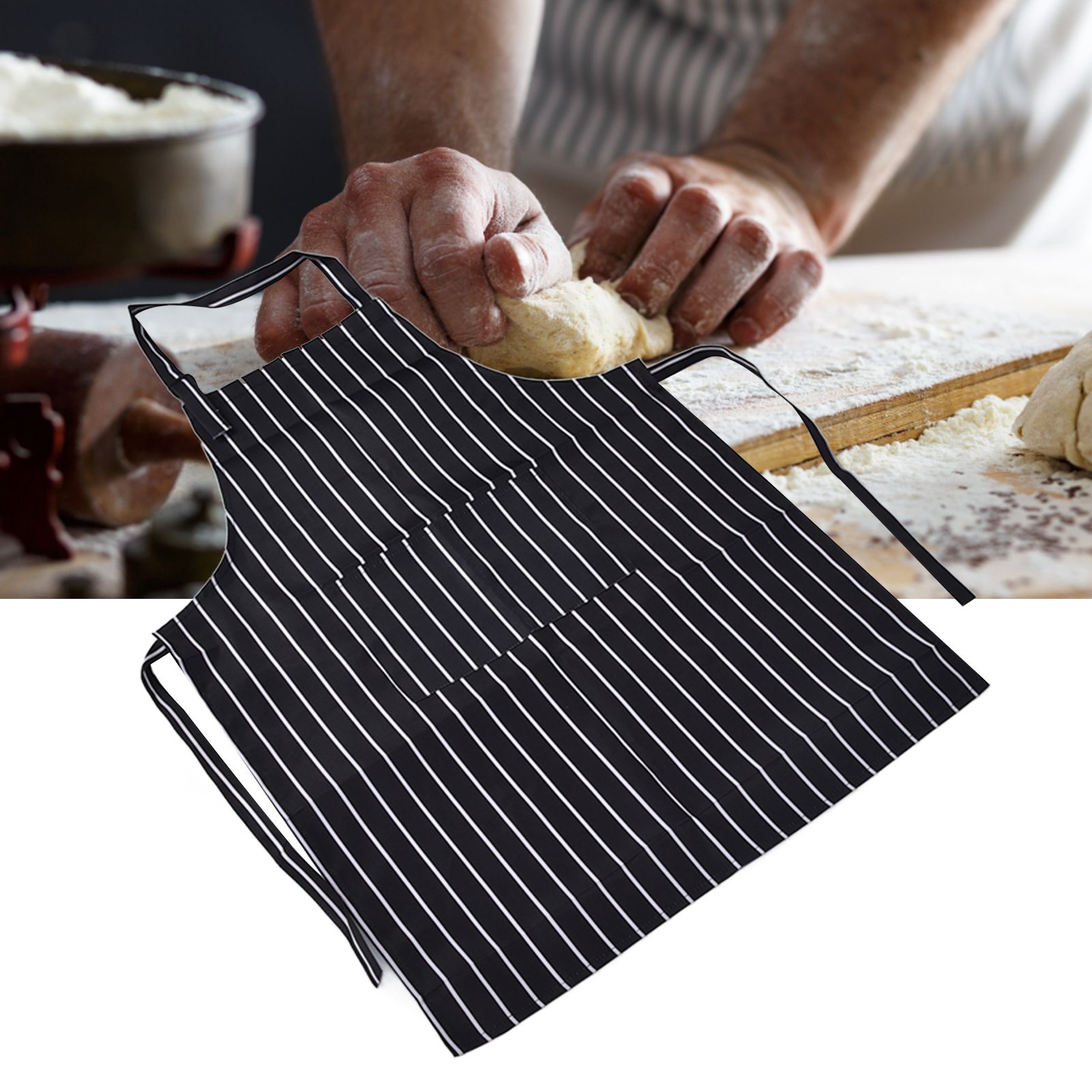 Bib Apron Waterproof Adjustable Kitchen Cooking Aprons with Dual Pockets for view 12