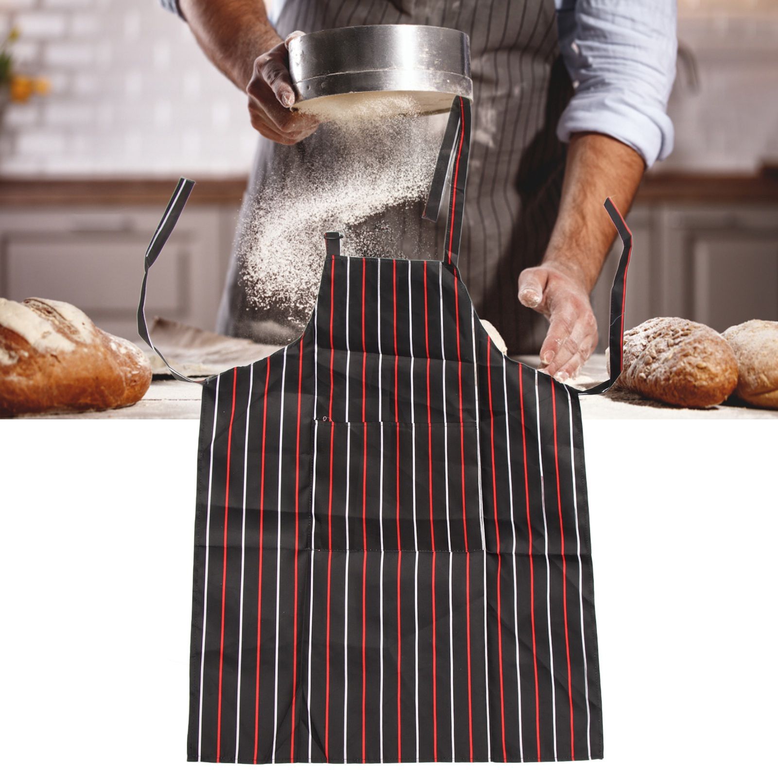 Bib Apron Waterproof Adjustable Kitchen Cooking Aprons with Dual Pockets for view 11
