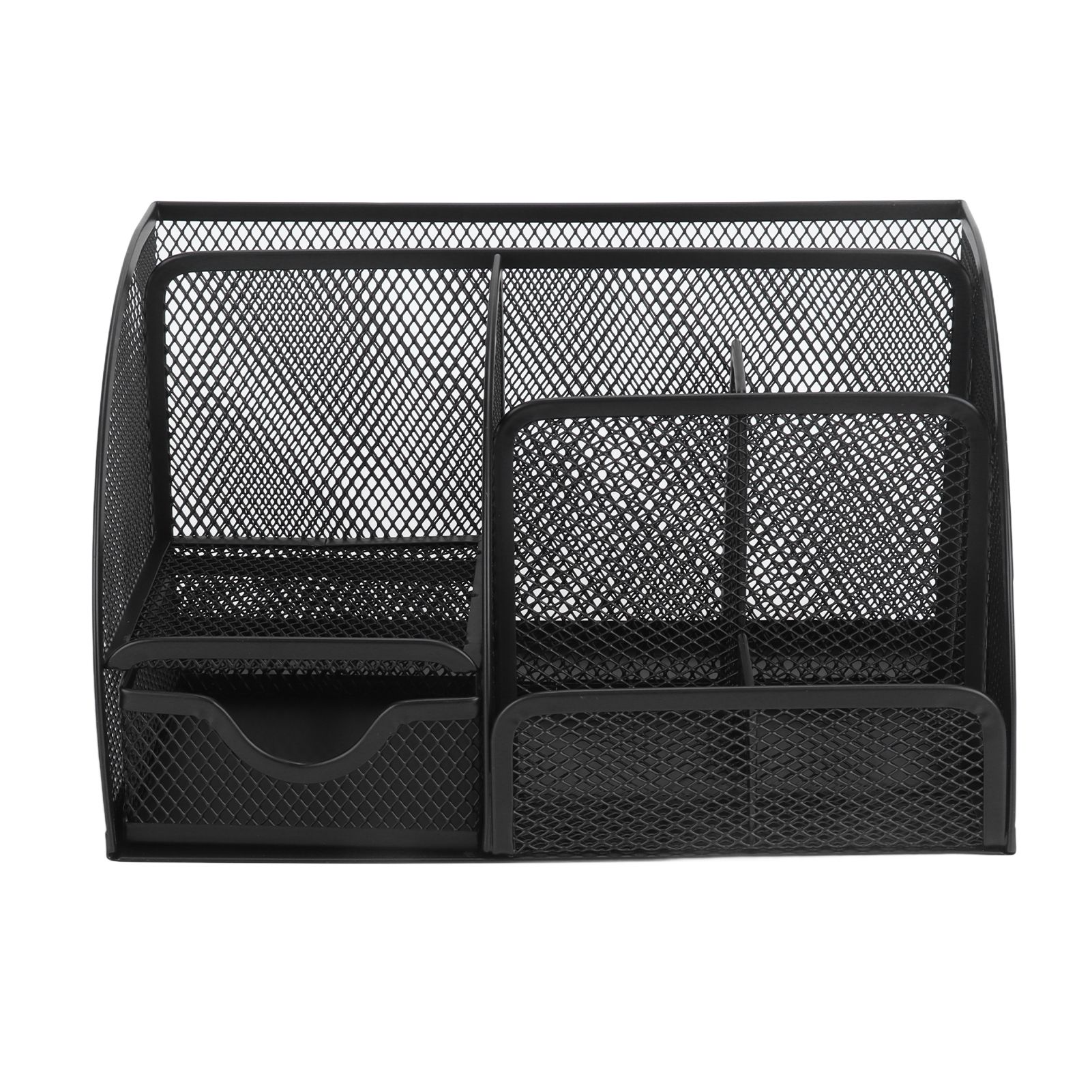 Desktop Mesh Pen Storage Holder 7 Compartments Multifunction Black for Home