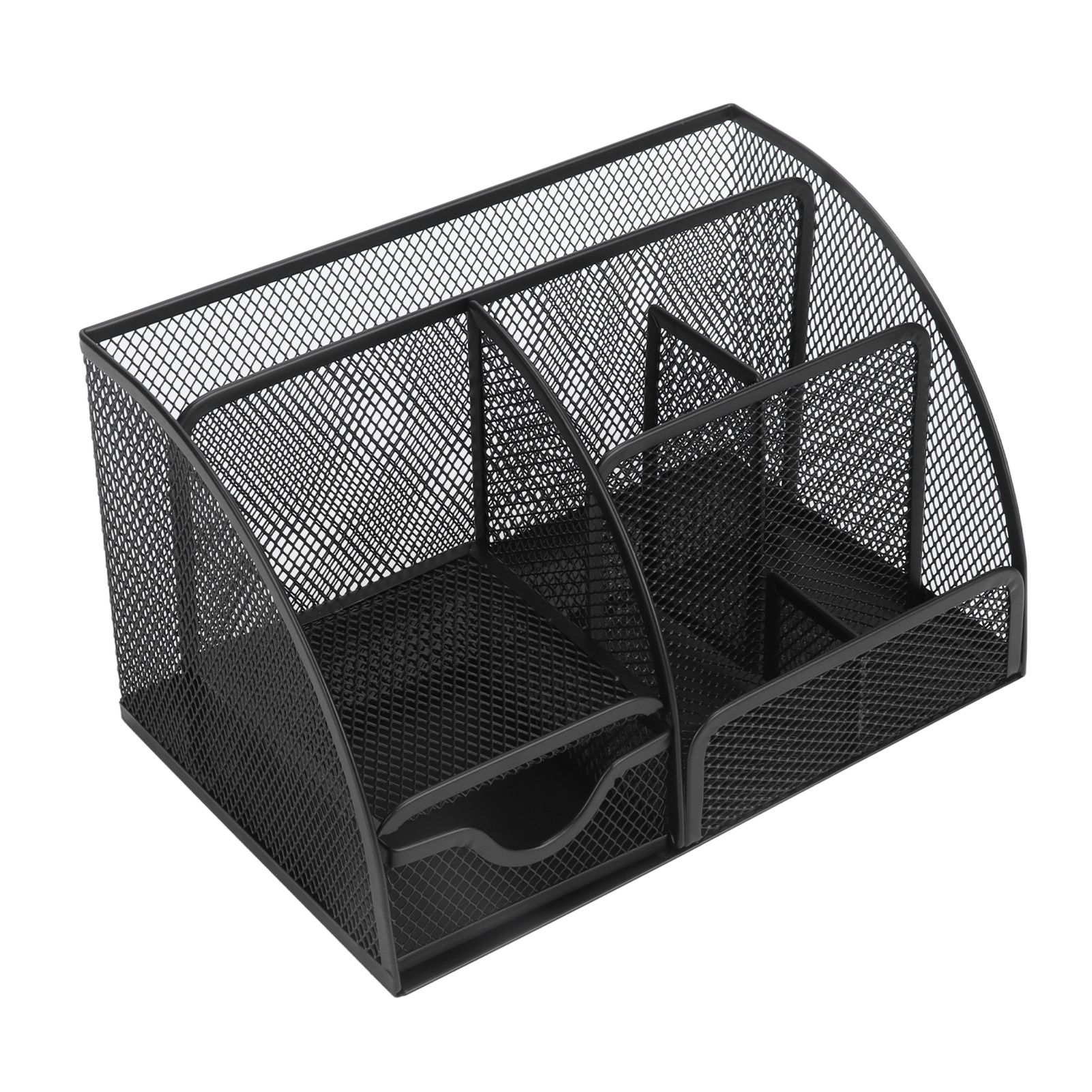 Desktop Mesh Pen Storage Holder 7 Compartments Multifunction Black for Home view 3
