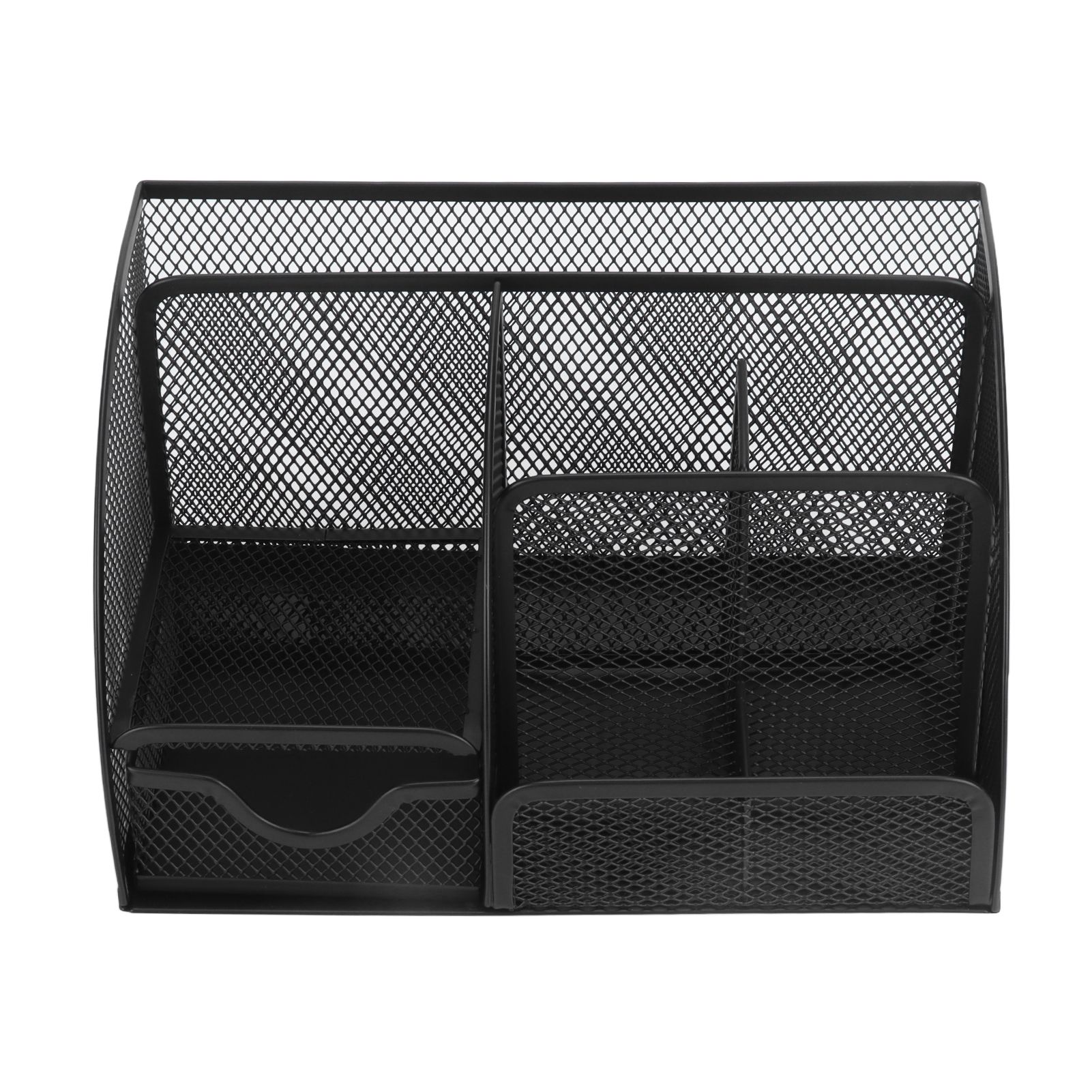 Desktop Mesh Pen Storage Holder 7 Compartments Multifunction Black for Home view 4