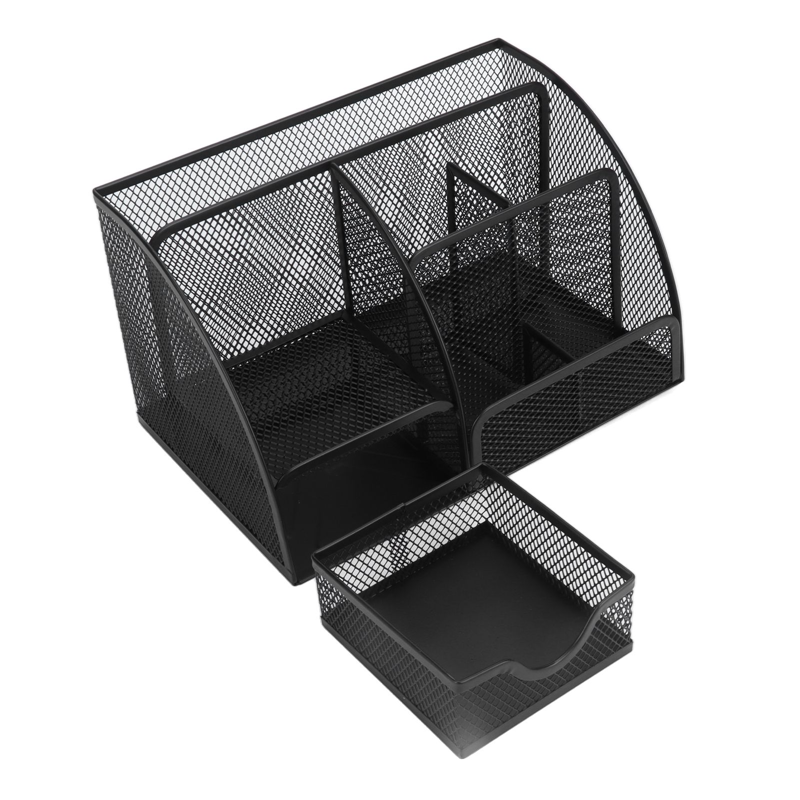 Desktop Mesh Pen Storage Holder 7 Compartments Multifunction Black for Home view 5