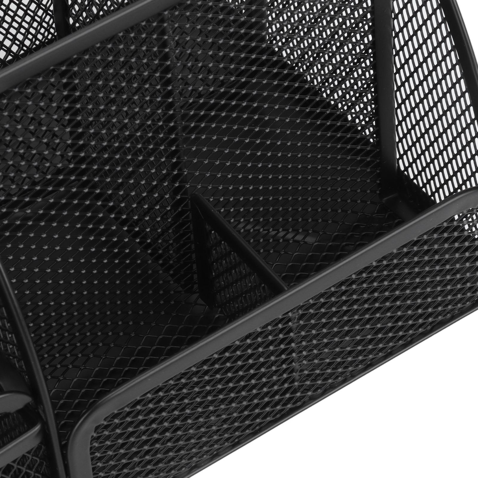 Desktop Mesh Pen Storage Holder 7 Compartments Multifunction Black for Home view 13