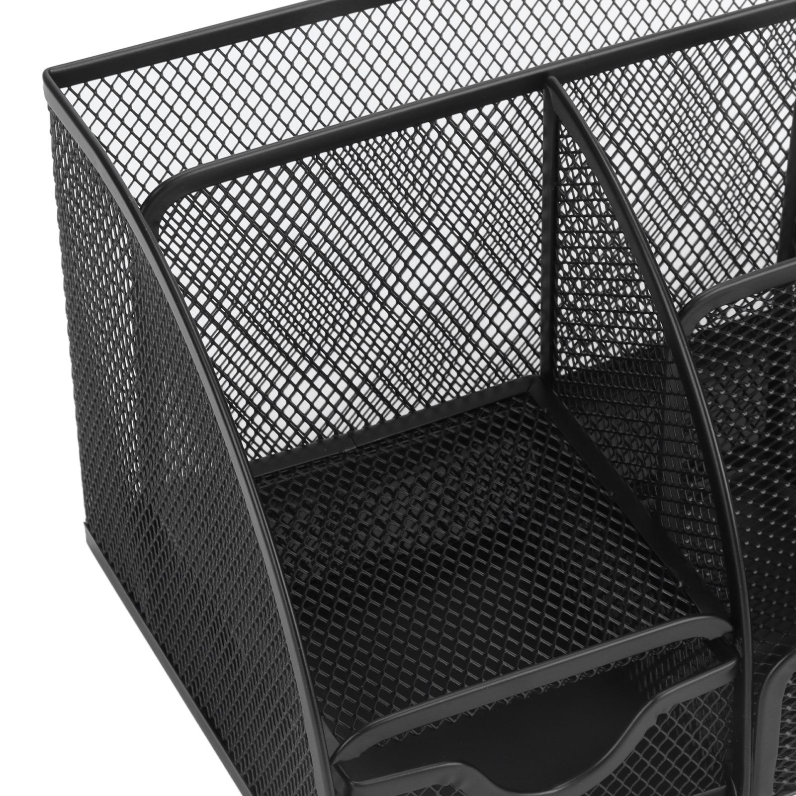 Desktop Mesh Pen Storage Holder 7 Compartments Multifunction Black for Home view 14