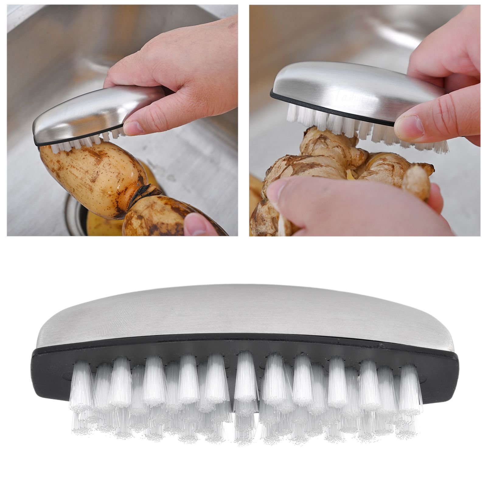 Fruit Vegetable Cleaning Brush 304 Stainless Steel Nylon Wool Multifunction view 12