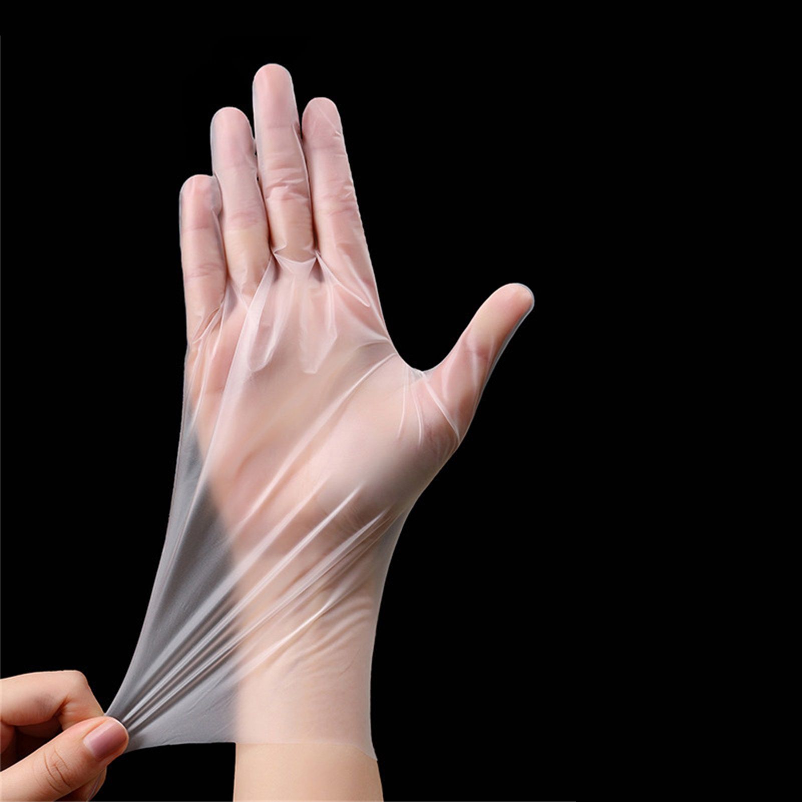 100PCS Disposable TPE Gloves Thicken Transparent Food Grade for Kitchen Baking view 6
