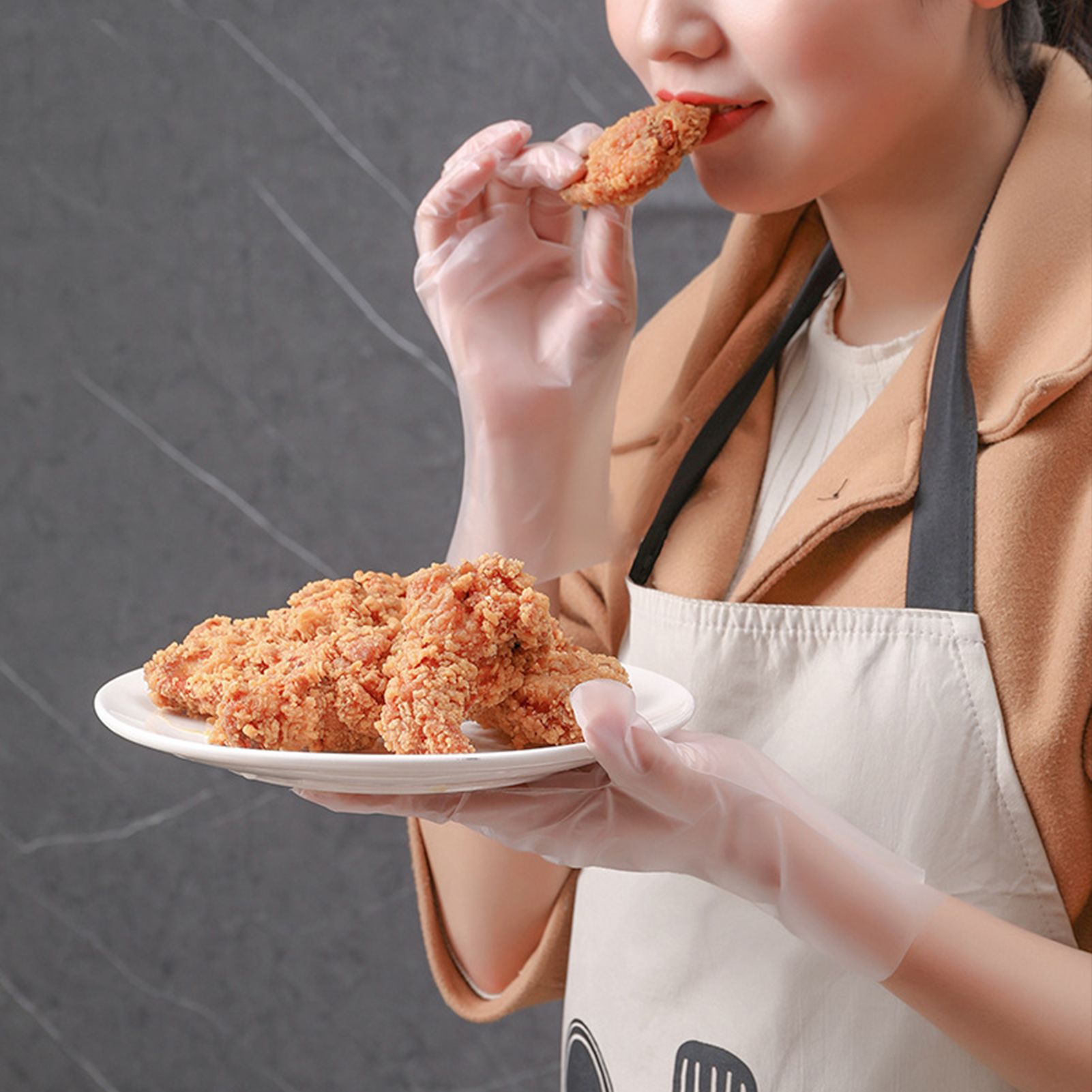 100PCS Disposable TPE Gloves Thicken Transparent Food Grade for Kitchen Baking view 10