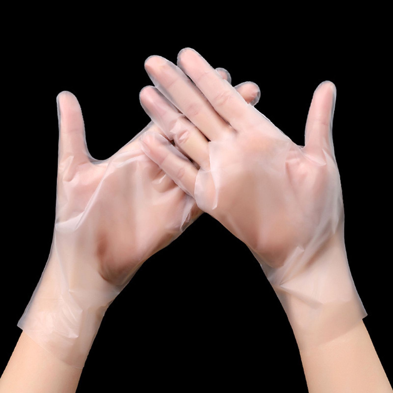100PCS Disposable TPE Gloves Thicken Transparent Food Grade for Kitchen Baking view 4