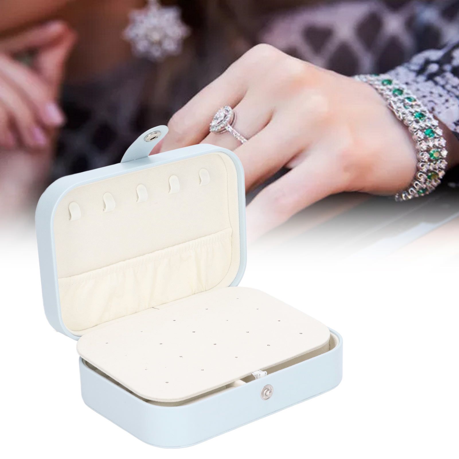Jewelry Travel Case Large Capacity Durable Leather Simple Style Multifunction view 11