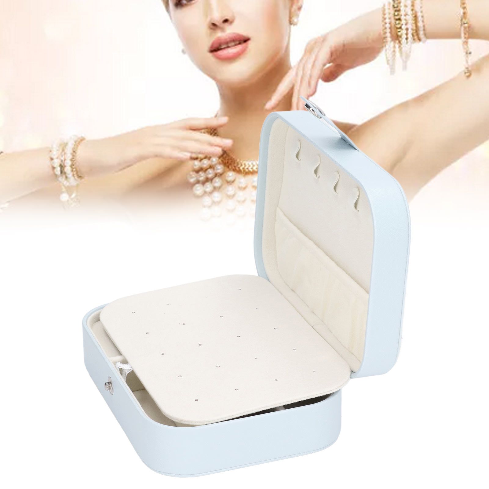 Jewelry Travel Case Large Capacity Durable Leather Simple Style Multifunction view 12