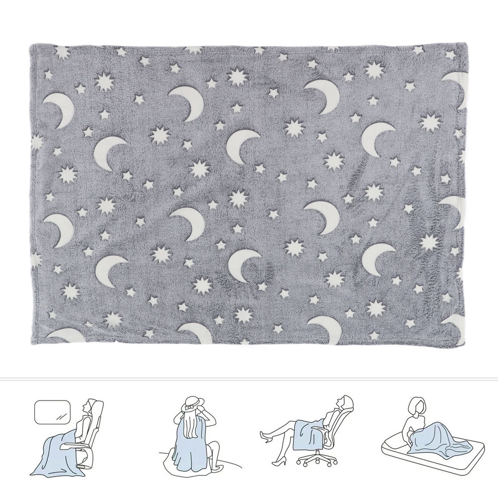 1.52x1M Luminous Blanket Double Sided Polyester Glowing Blanket Bedroom Air view 12