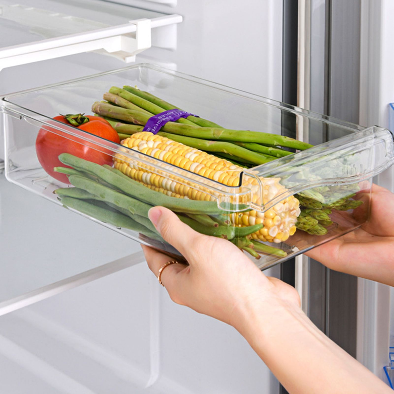 Clear Organizing Bin Durable ABS PET Drawer Type Transparent Design Wide view 3