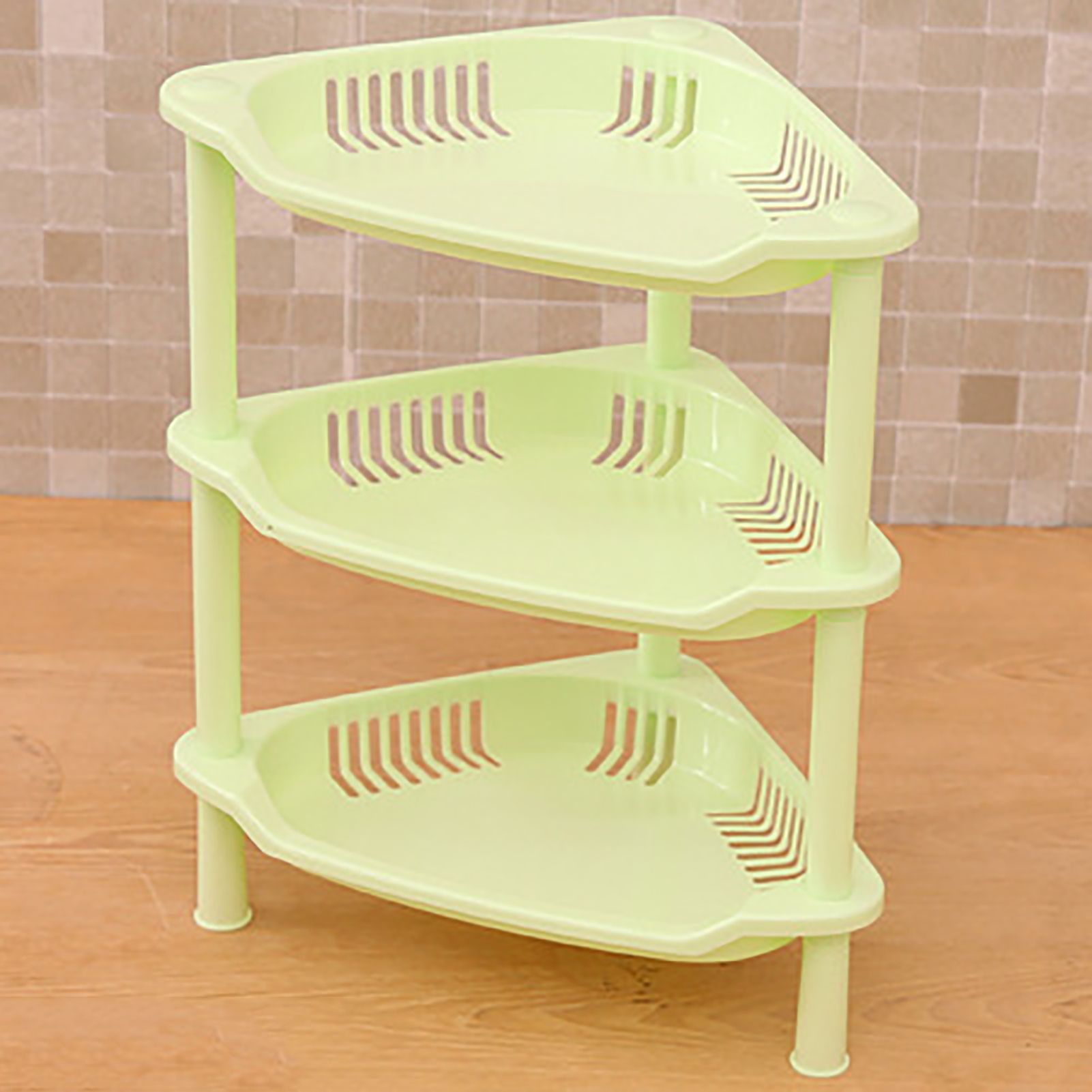 3 Layers Bathroom Standing Shelf Bathroom Stand PP Land Installation Bathroom view 2