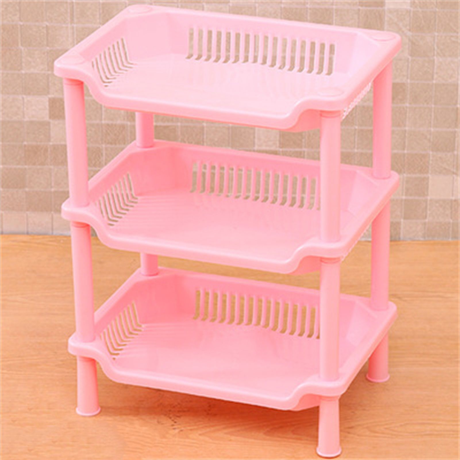 3 Layers Bathroom Standing Shelf Bathroom Stand PP Land Installation Bathroom view 2