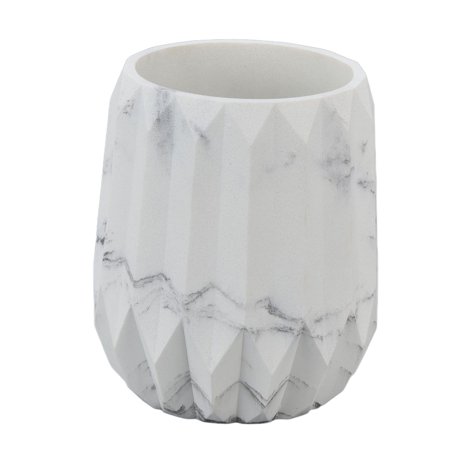 Makeup Brush Holder Durable Glossy Resin Large Capacity Modern Design Marble view 3