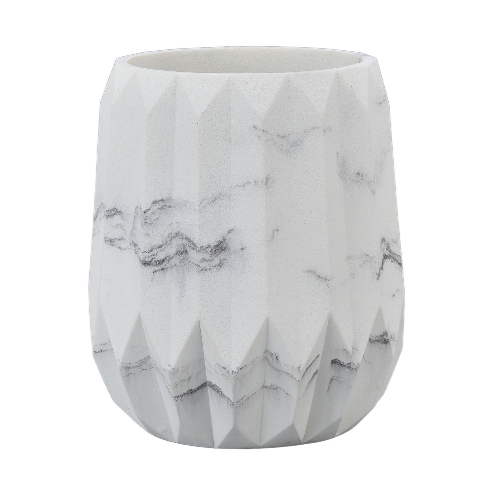 Makeup Brush Holder Durable Glossy Resin Large Capacity Modern Design Marble view 4