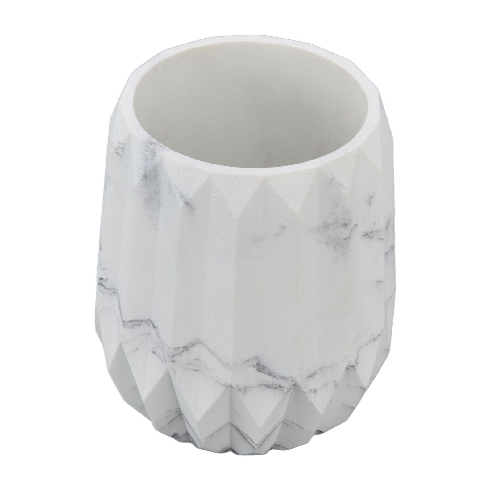 Makeup Brush Holder Durable Glossy Resin Large Capacity Modern Design Marble view 6