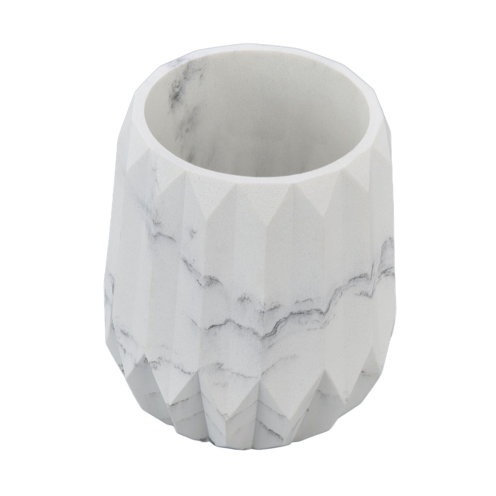 Makeup Brush Holder Durable Glossy Resin Large Capacity Modern Design Marble view 8