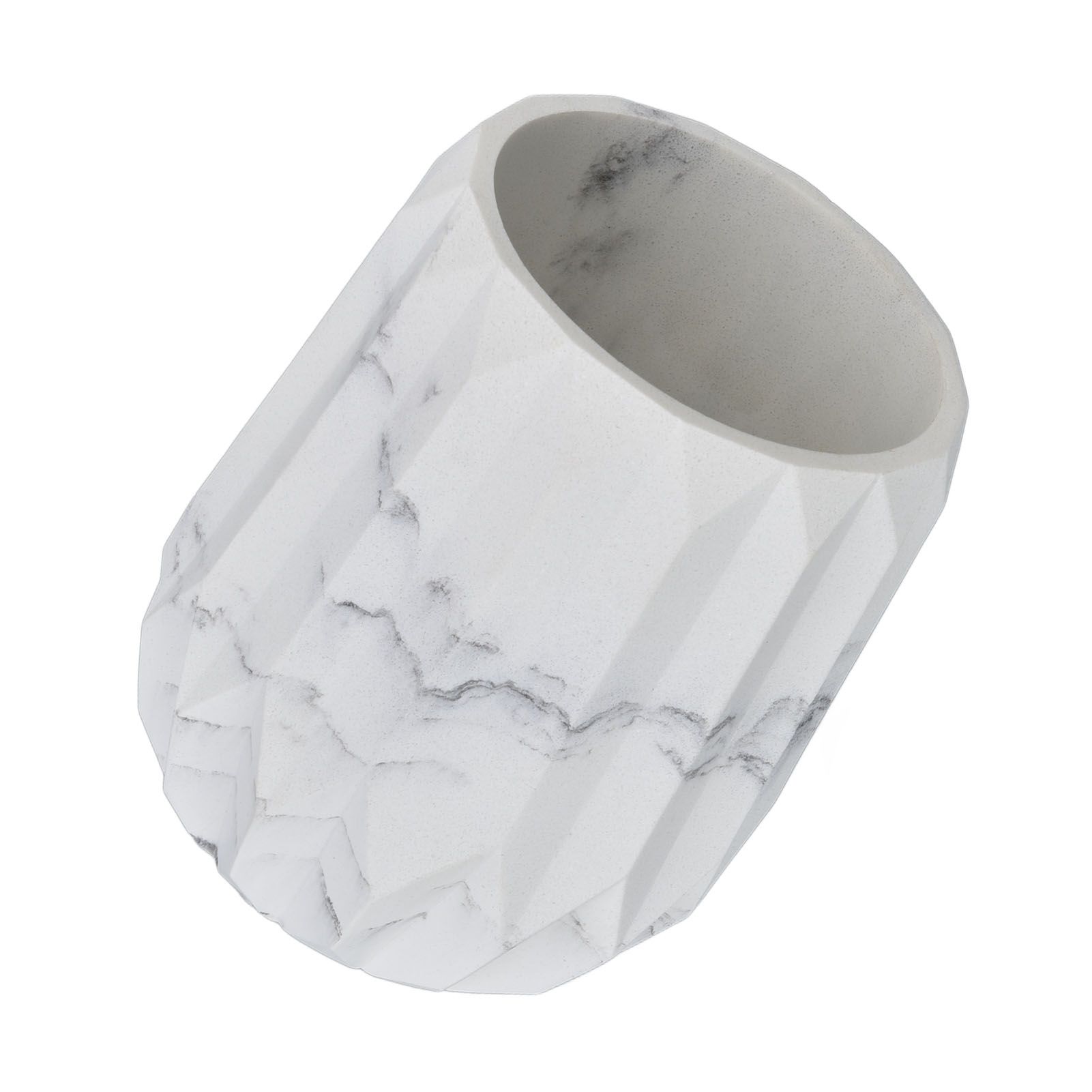 Makeup Brush Holder Durable Glossy Resin Large Capacity Modern Design Marble view 9