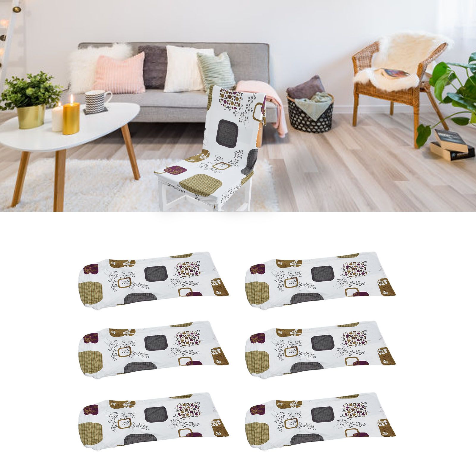 6PCS High Elasticity Chair Cover Removable Washable Dustproof Home Hotel view 11