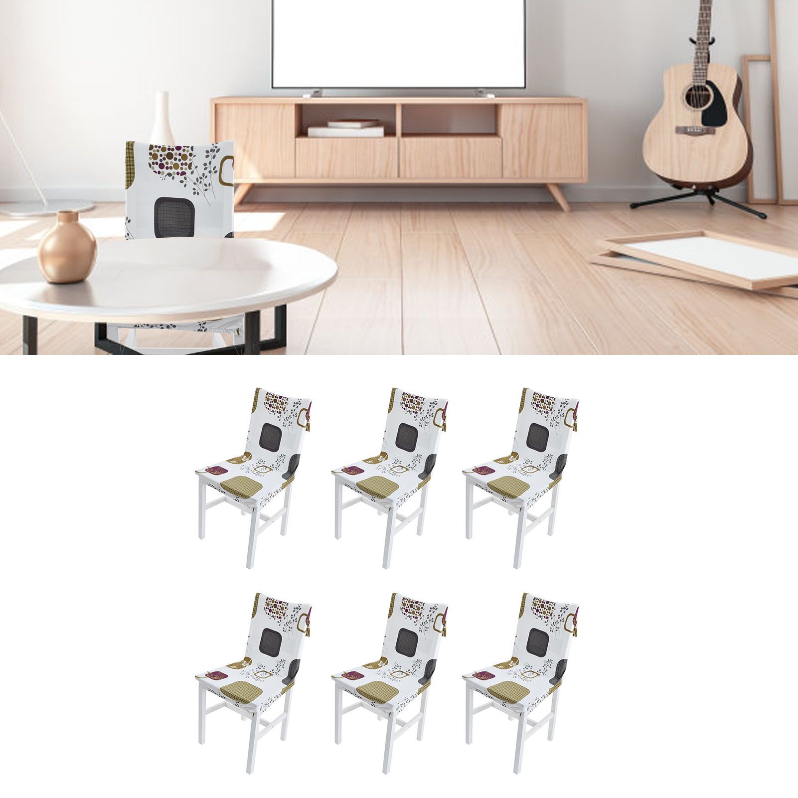 6PCS High Elasticity Chair Cover Removable Washable Dustproof Home Hotel view 12