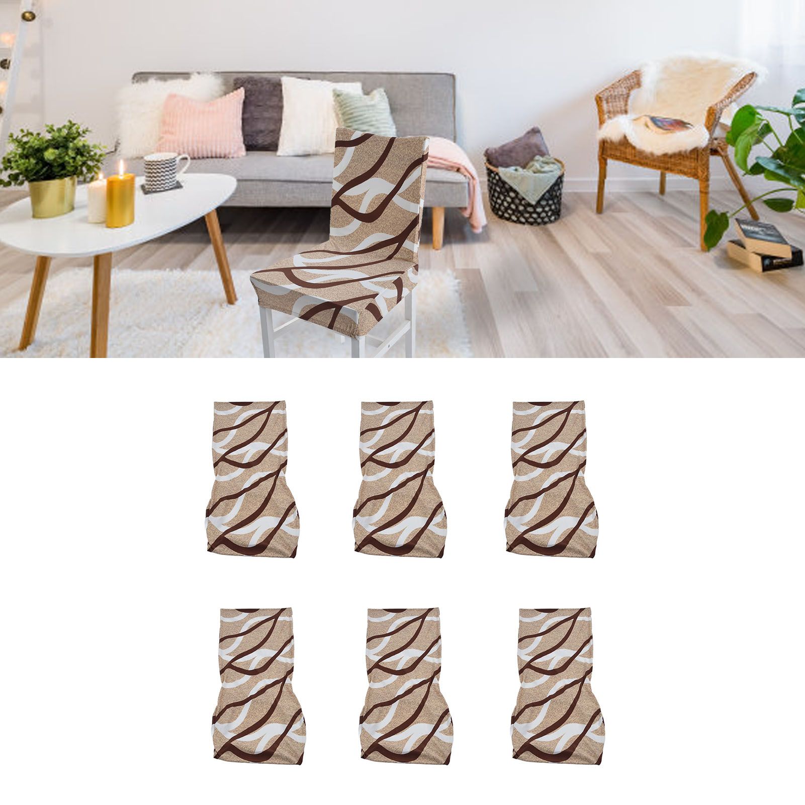 6PCS High Elasticity Chair Cover Removable Washable Dustproof Home Hotel view 11