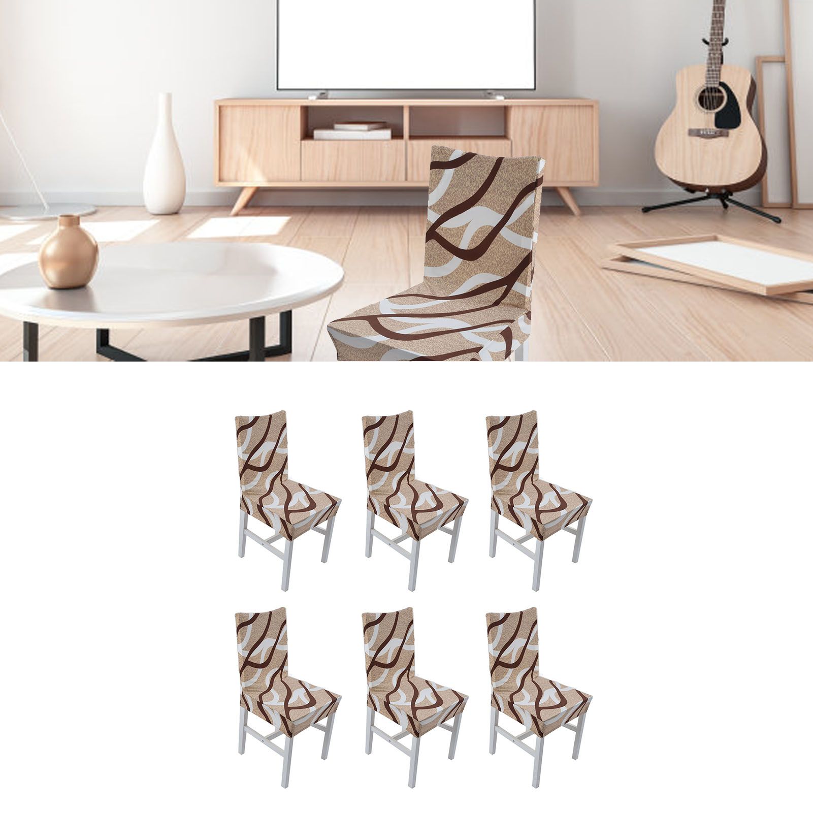 6PCS High Elasticity Chair Cover Removable Washable Dustproof Home Hotel view 12