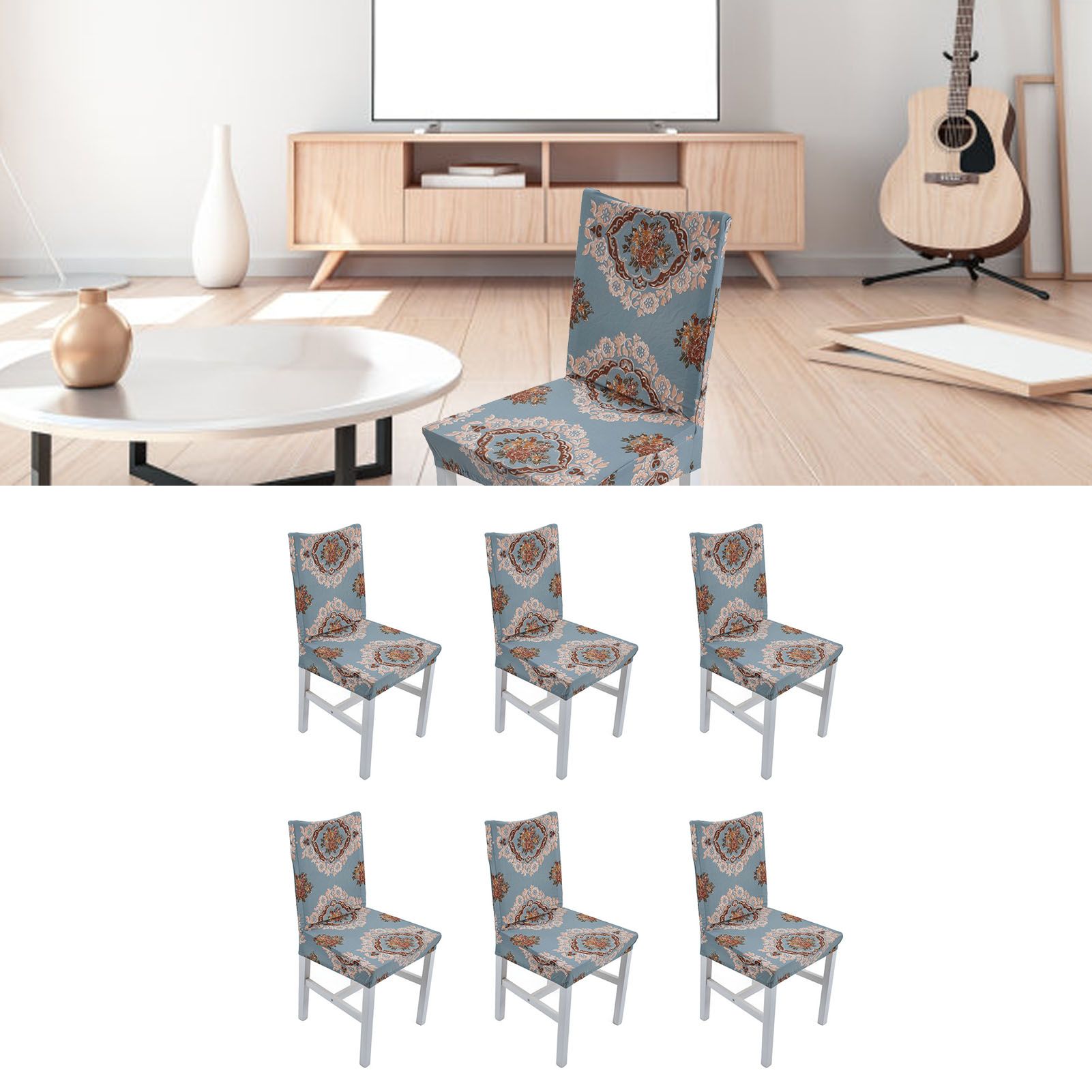 6PCS High Elasticity Chair Cover Removable Washable Dustproof Home Hotel view 11