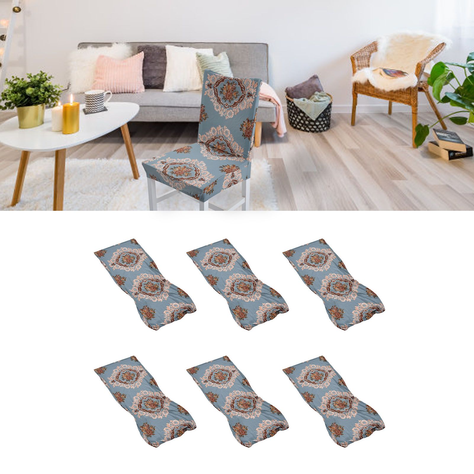 6PCS High Elasticity Chair Cover Removable Washable Dustproof Home Hotel view 12