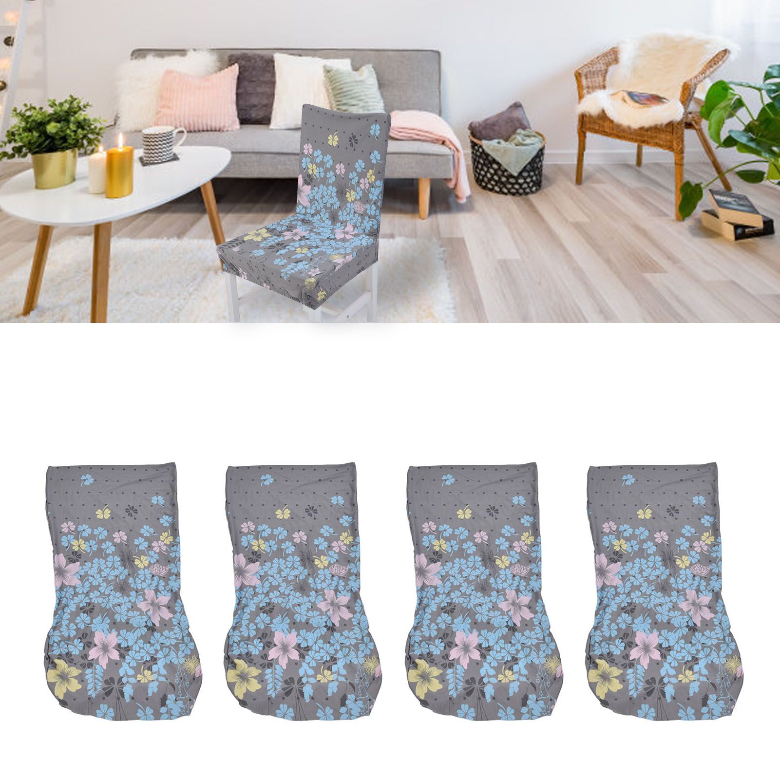 4Pcs Chair Slipcover High Elasticity Stylish Elegant Design Dustproof Dining view 11