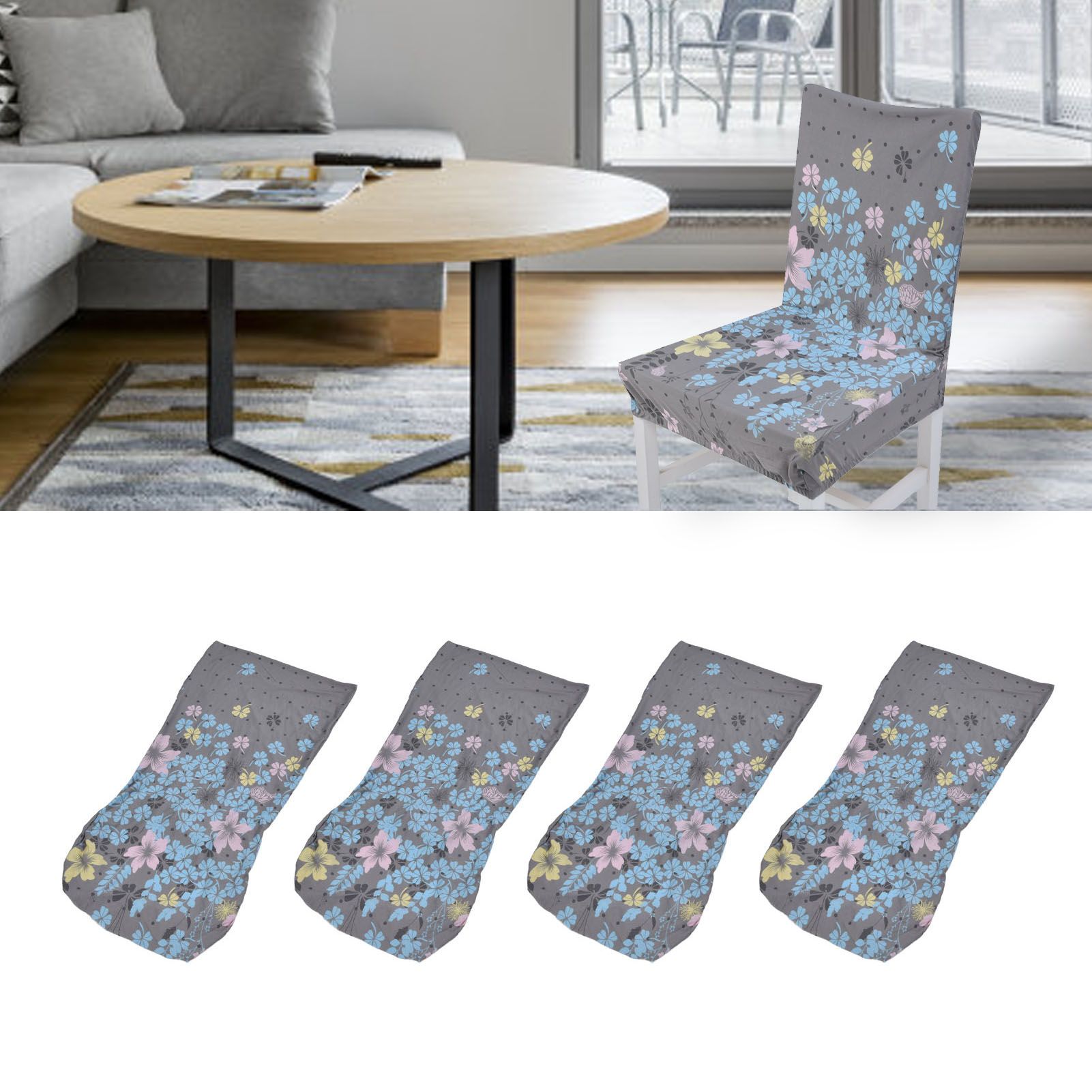 4Pcs Chair Slipcover High Elasticity Stylish Elegant Design Dustproof Dining view 12
