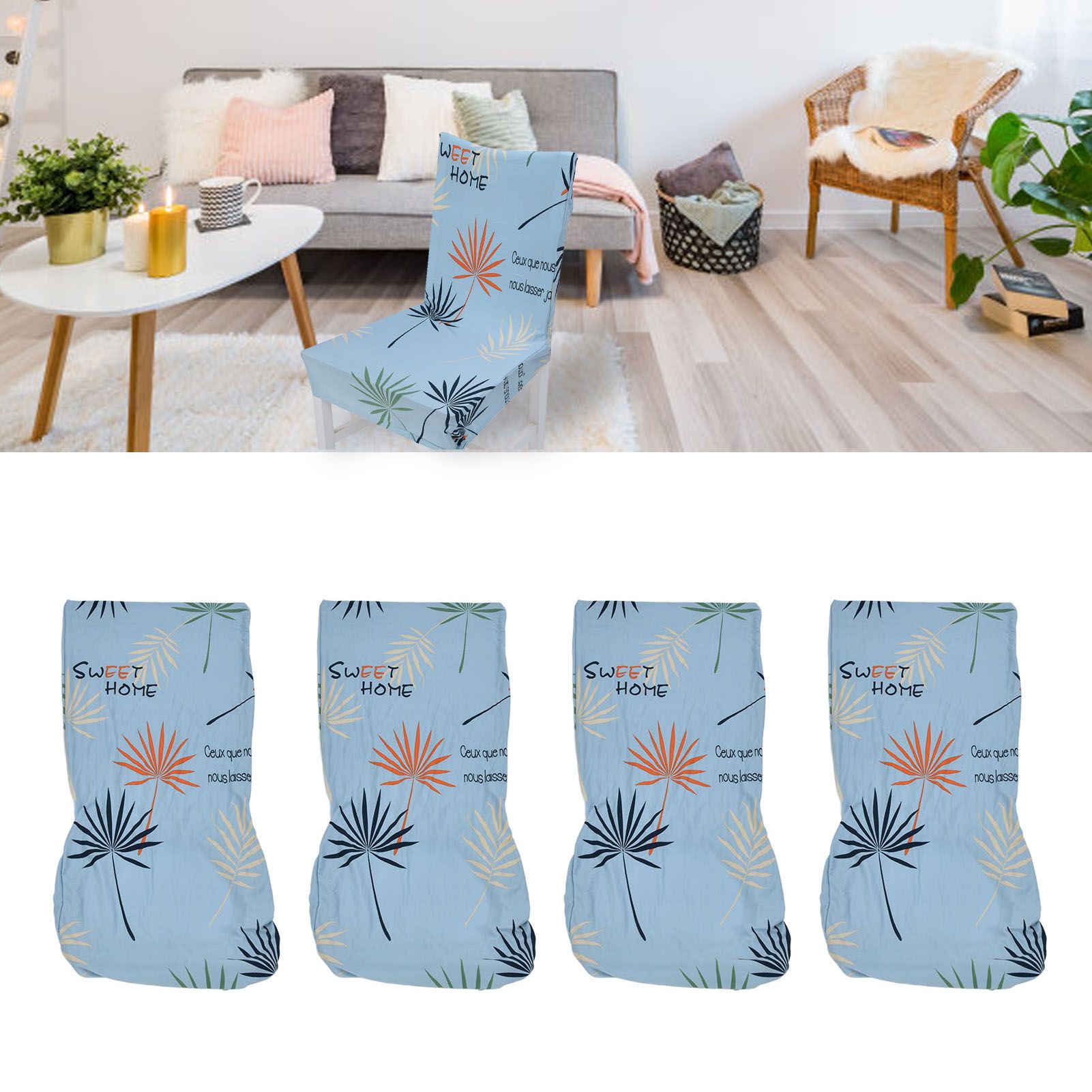 4Pcs Chair Slipcover High Elasticity Stylish Elegant Design Dustproof Dining view 11