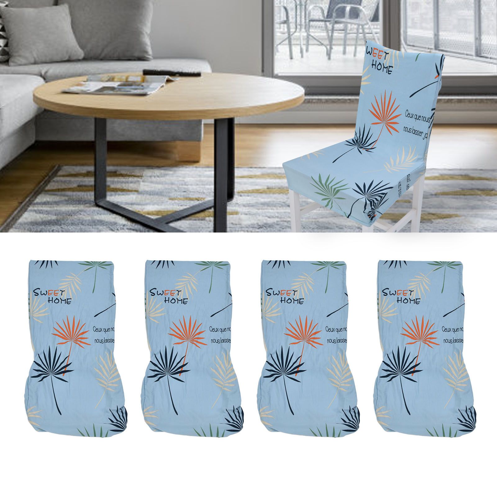 4Pcs Chair Slipcover High Elasticity Stylish Elegant Design Dustproof Dining view 12