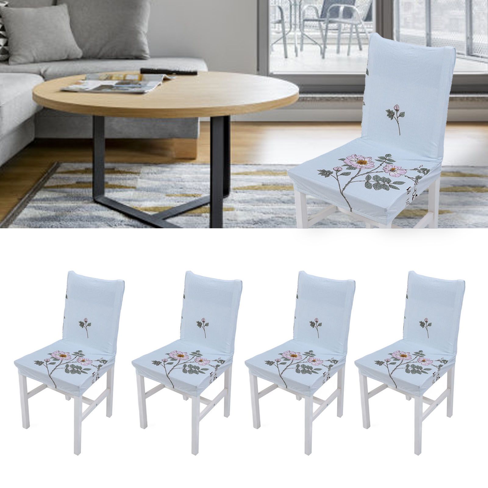 4Pcs Chair Slipcover High Elasticity Stylish Elegant Design Dustproof Dining view 11