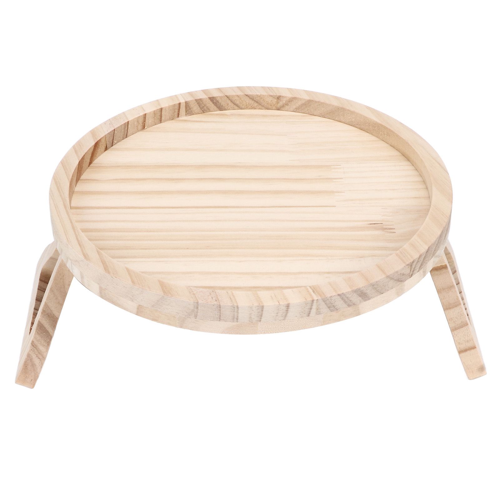 Clip On Tray Natural Bamboo 9.8in Round Home Couch Sofa Armrest Clip Tray view 2