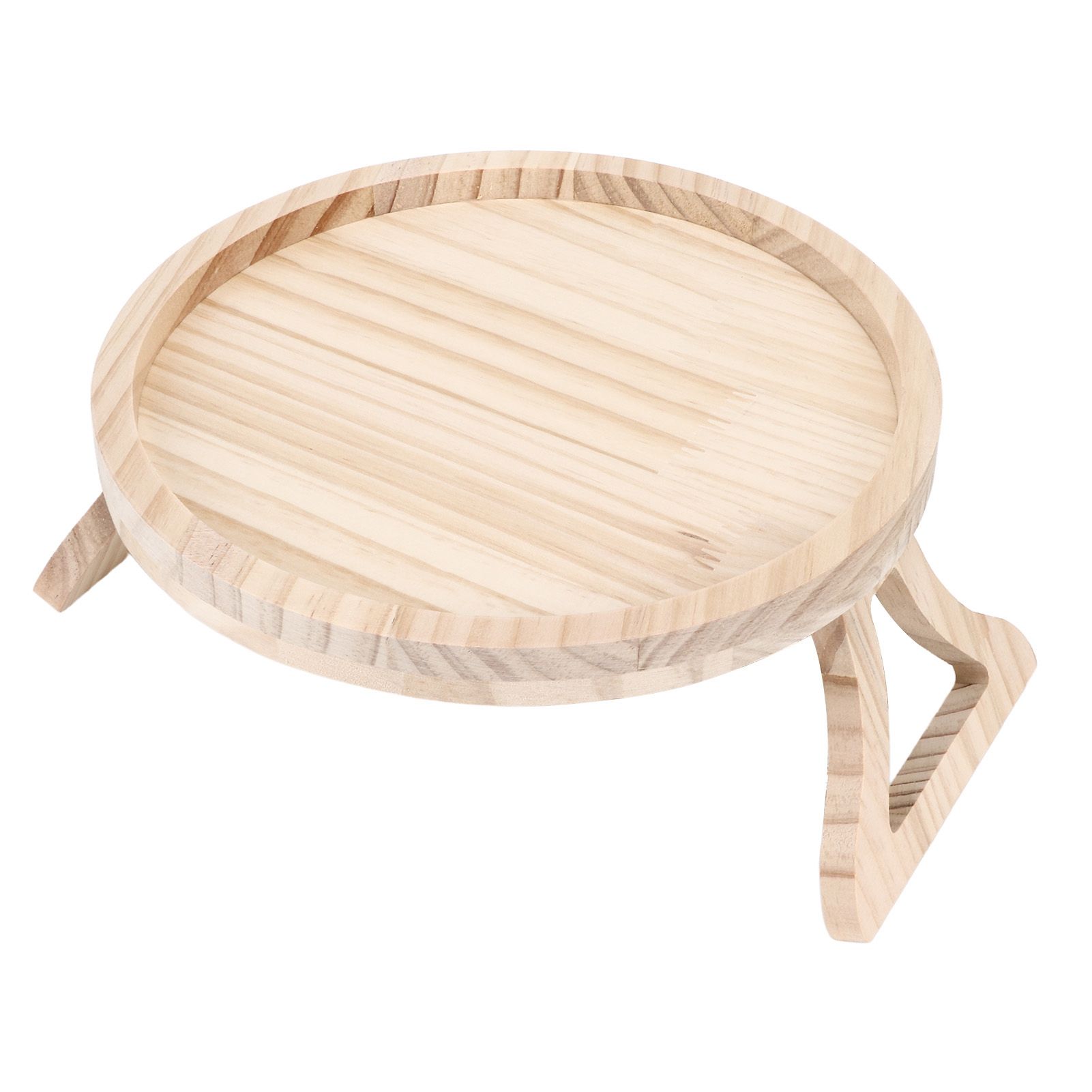 Clip On Tray Natural Bamboo 9.8in Round Home Couch Sofa Armrest Clip Tray view 3