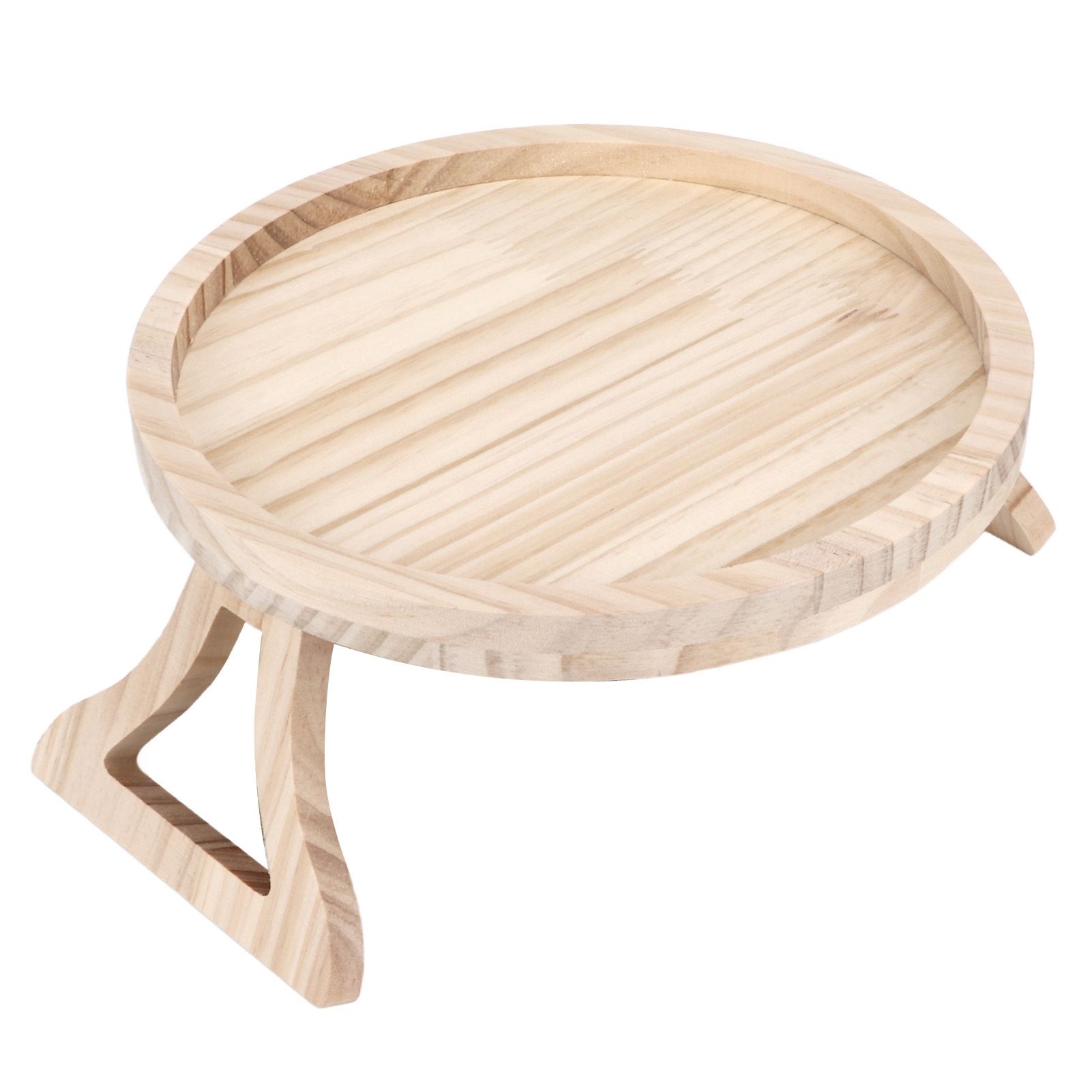 Clip On Tray Natural Bamboo 9.8in Round Home Couch Sofa Armrest Clip Tray view 5