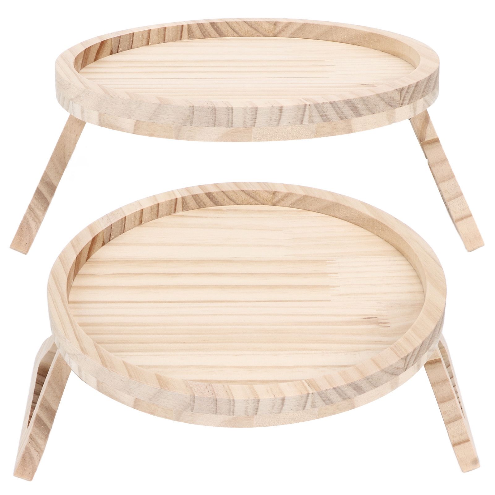 Clip On Tray Natural Bamboo 9.8in Round Home Couch Sofa Armrest Clip Tray view 8