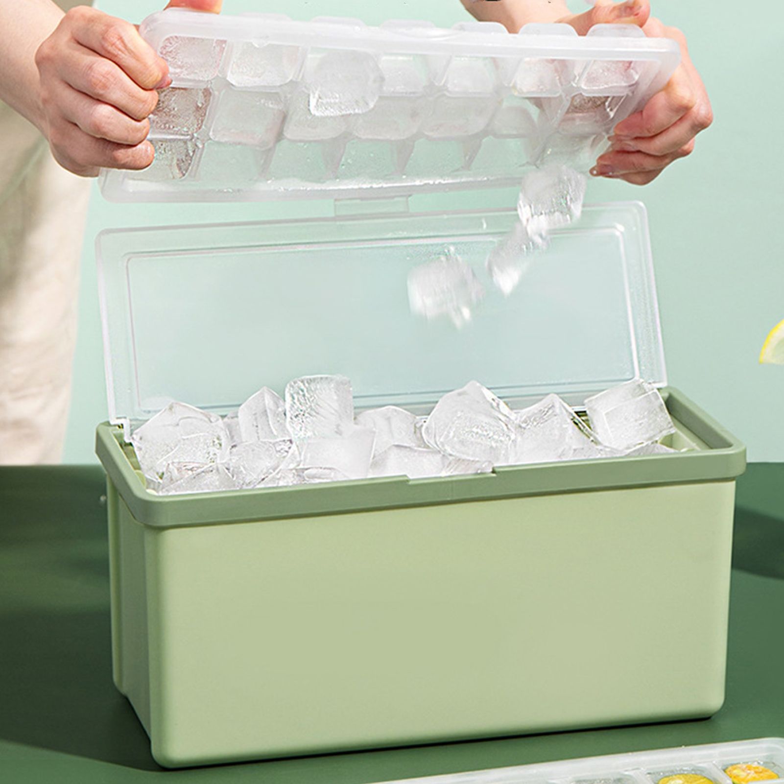 3 Layer Ice Cube Tray Large Capacity Easy Demoulding Pull Out Ice Cube Bin view 4