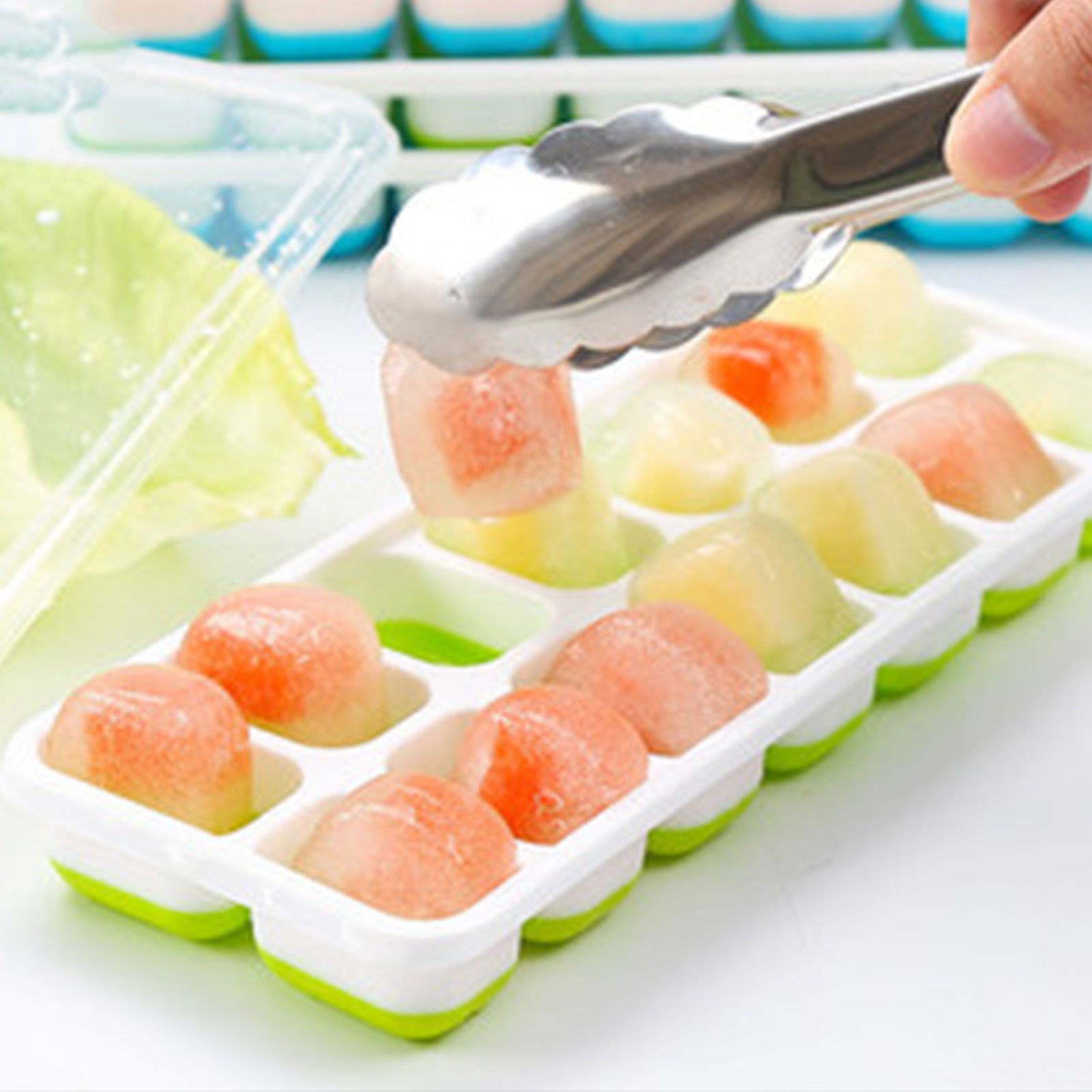 3 Layer Ice Cube Tray Large Capacity Easy Demoulding Pull Out Ice Cube Bin view 7