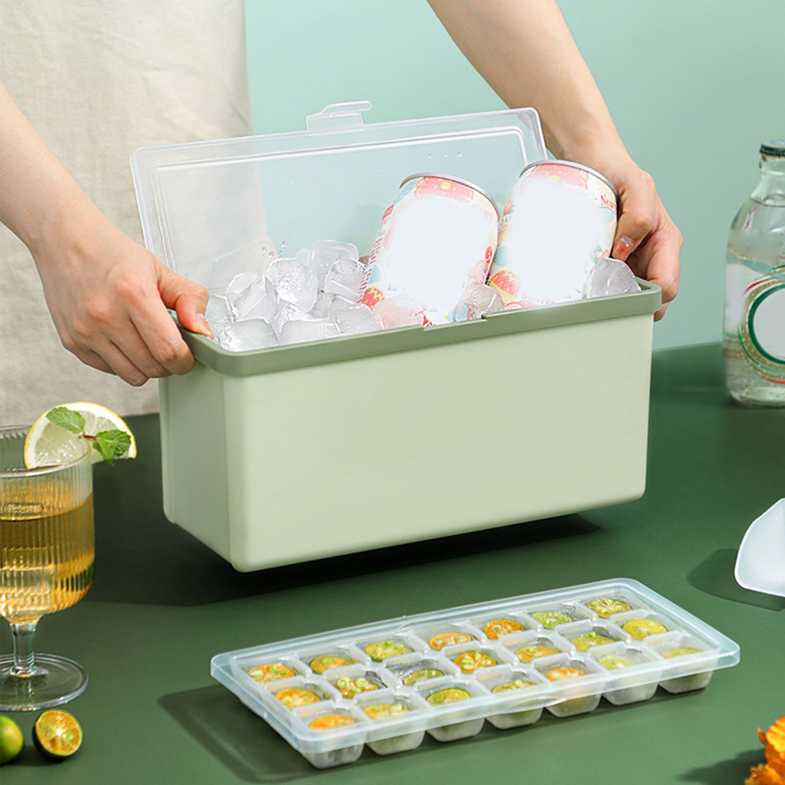 3 Layer Ice Cube Tray Large Capacity Easy Demoulding Pull Out Ice Cube Bin view 10